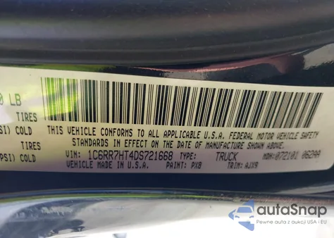 2013 Ram 1500 Sport z USA, uszkodzony, nr VIN 1C6RR7HT4DS721668